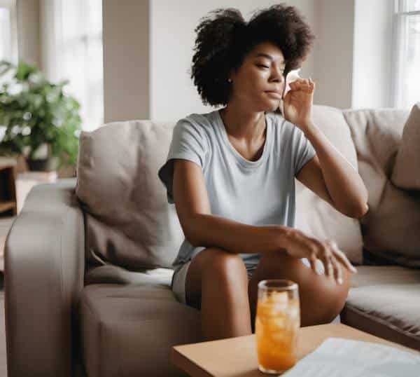 Woman Sweating On Couch